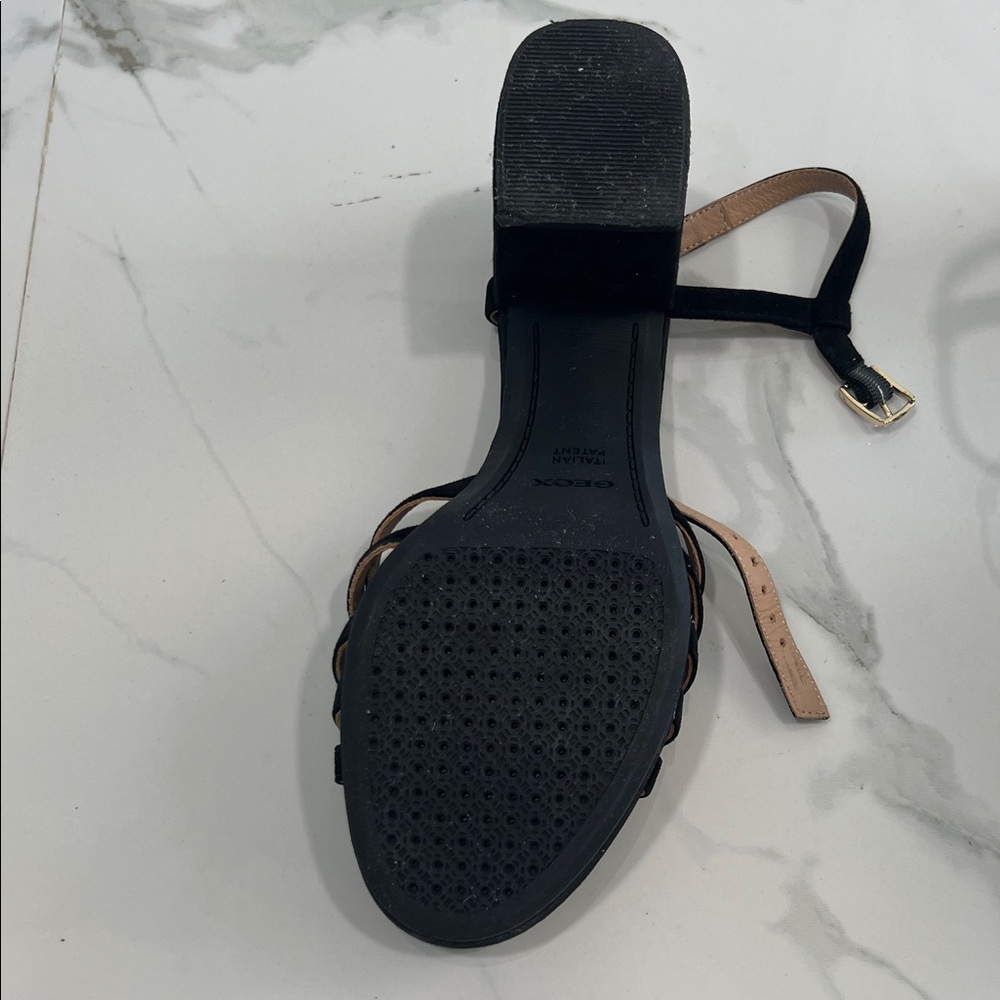 Geox Black Strappy Block Heels - Picture 5 of 6